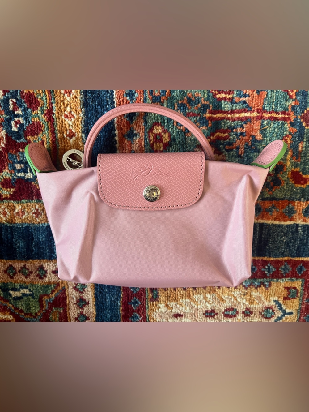 Long Champ - Le Pliage Original Pouch with Handle - Pink